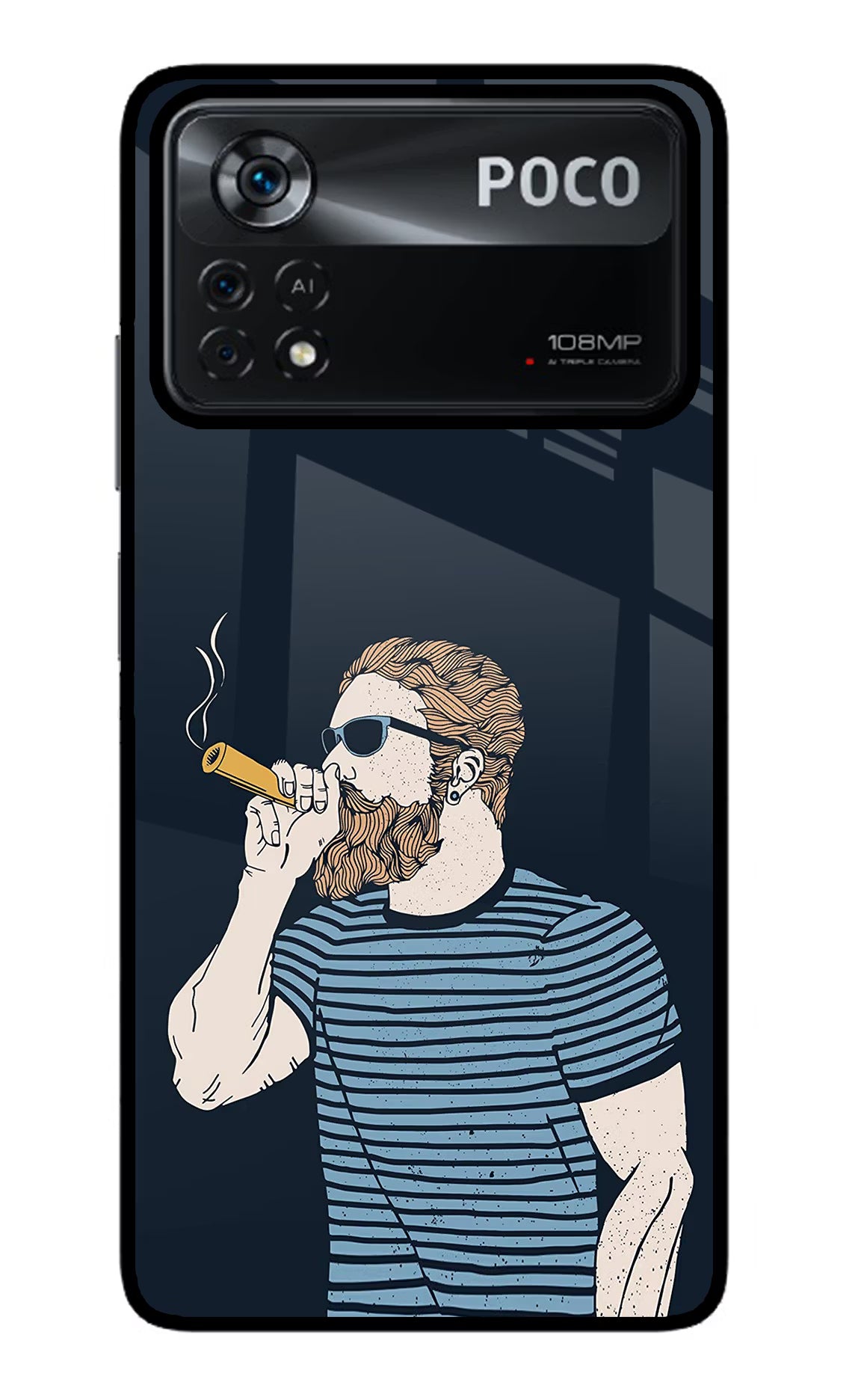 Smoking Poco X4 Pro Glass Case Back Cover by Casekaro