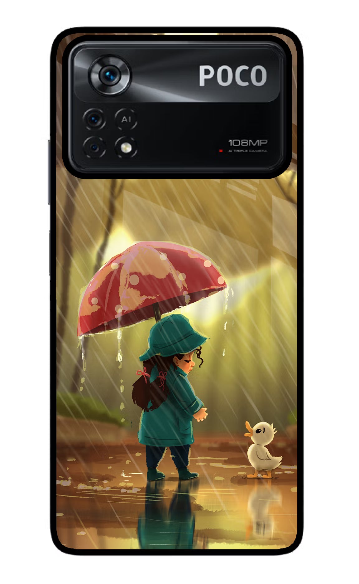 Rainy Day Poco X4 Pro Glass Case Back Cover by Casekaro