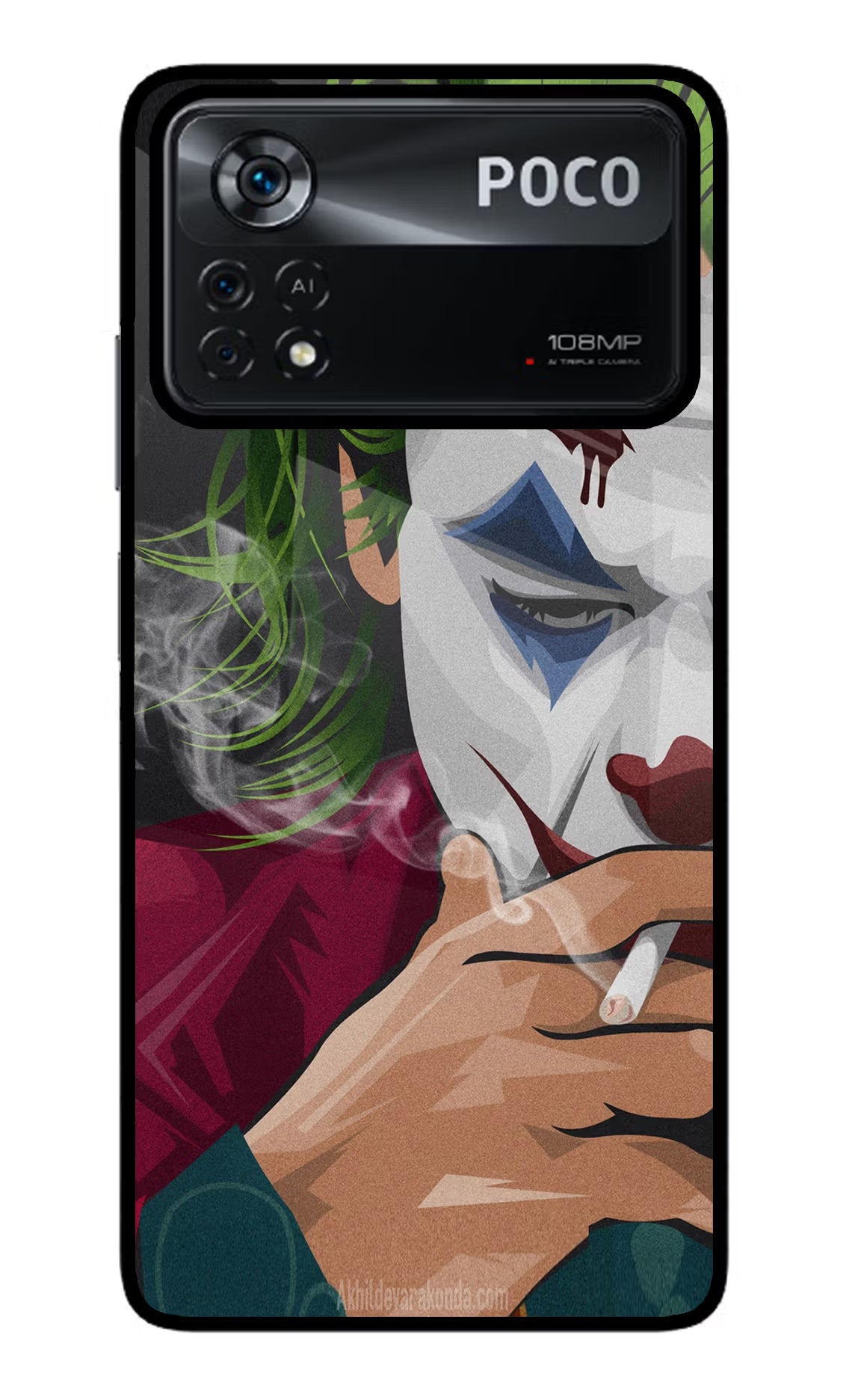 Joker Smoking Poco X4 Pro Glass Case Back Cover by Casekaro