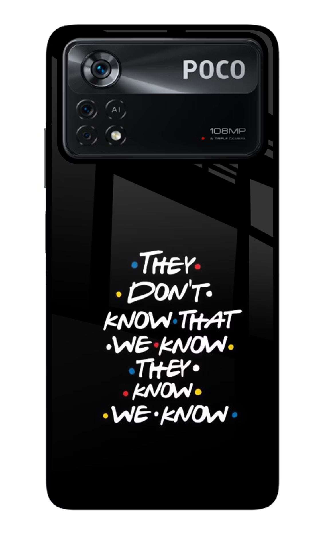 FRIENDS Dialogue Poco X4 Pro Glass Case Back Cover by Casekaro