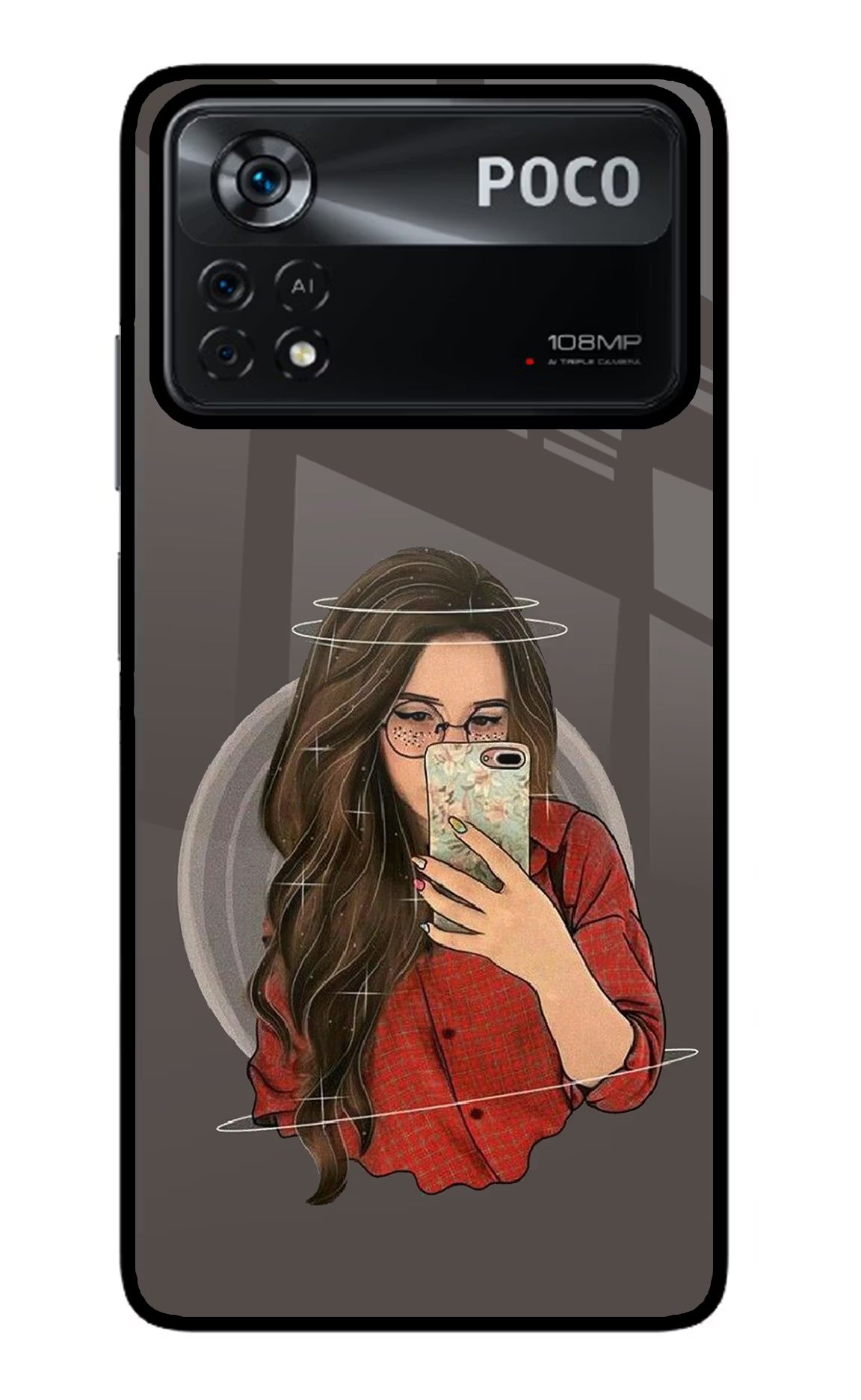 Selfie Queen Poco X4 Pro Glass Case Back Cover by Casekaro