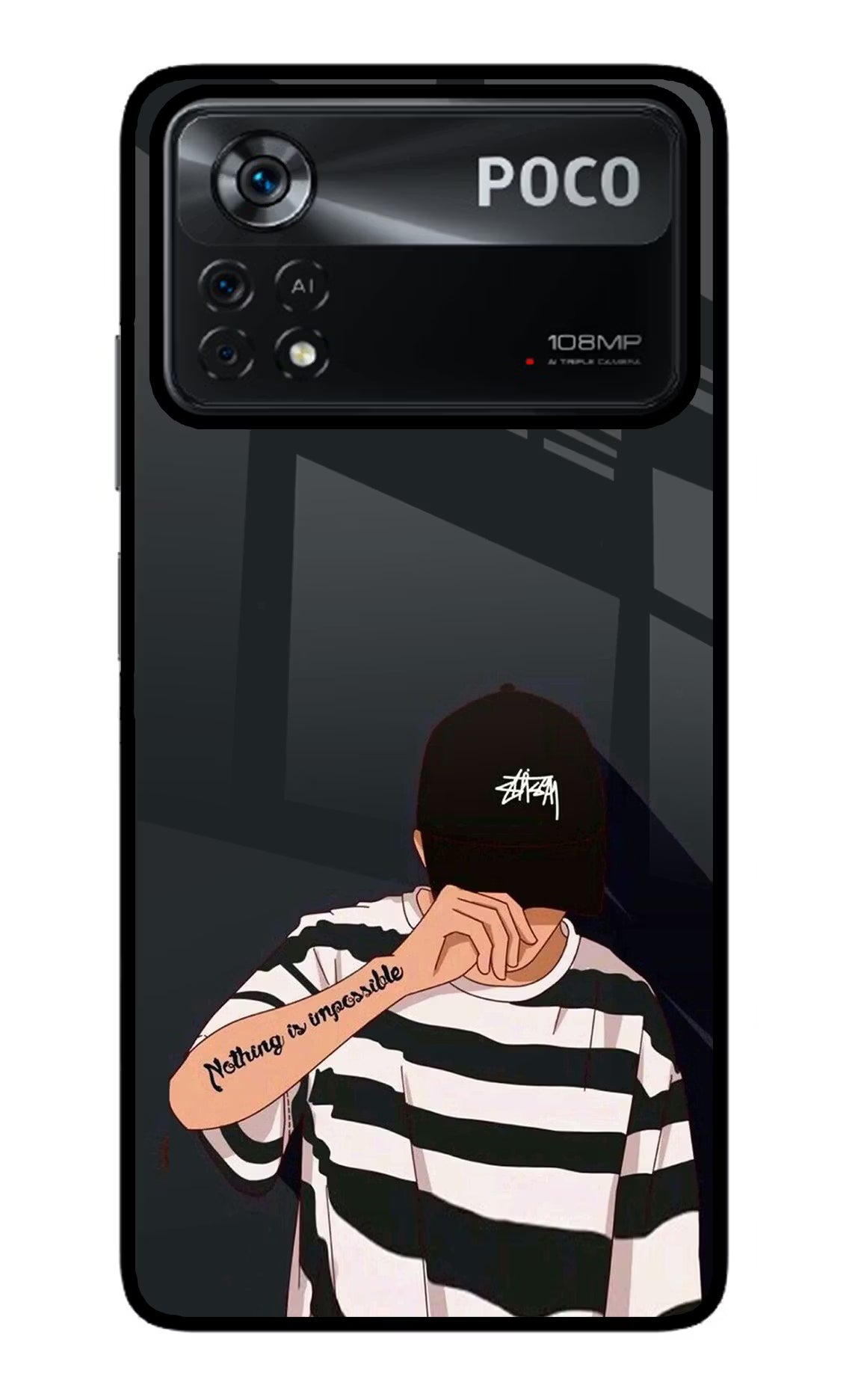Aesthetic Boy Poco X4 Pro Glass Case Back Cover by Casekaro