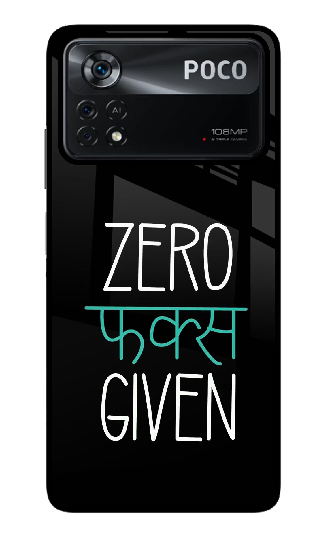 Zero Fucks Given Poco X4 Pro Glass Case Back Cover by Casekaro