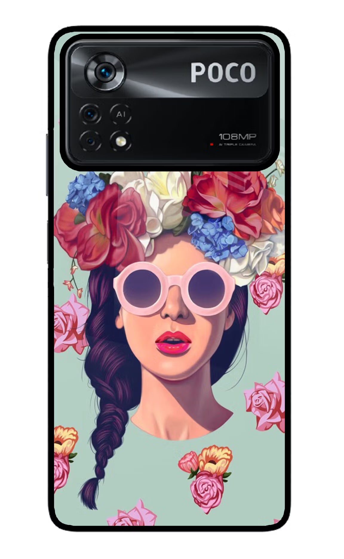 Pretty Girl Poco X4 Pro Glass Case Back Cover by Casekaro