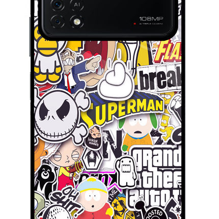 Sticker Bomb Poco X4 Pro Glass Case