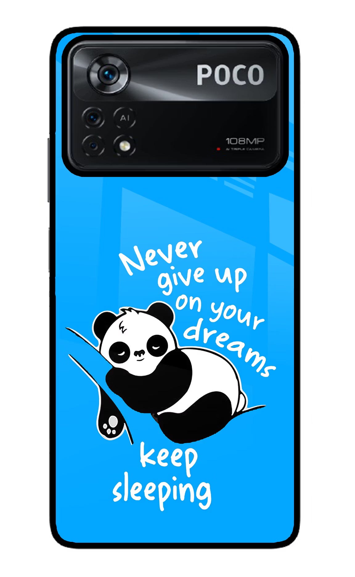 Keep Sleeping Poco X4 Pro Glass Case Back Cover by Casekaro