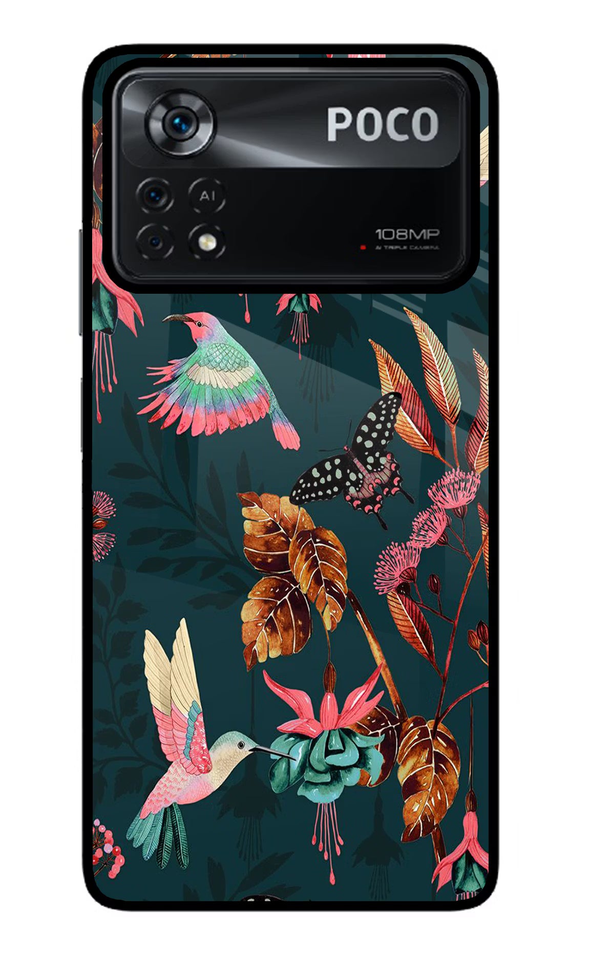 Birds Poco X4 Pro Glass Case Back Cover by Casekaro
