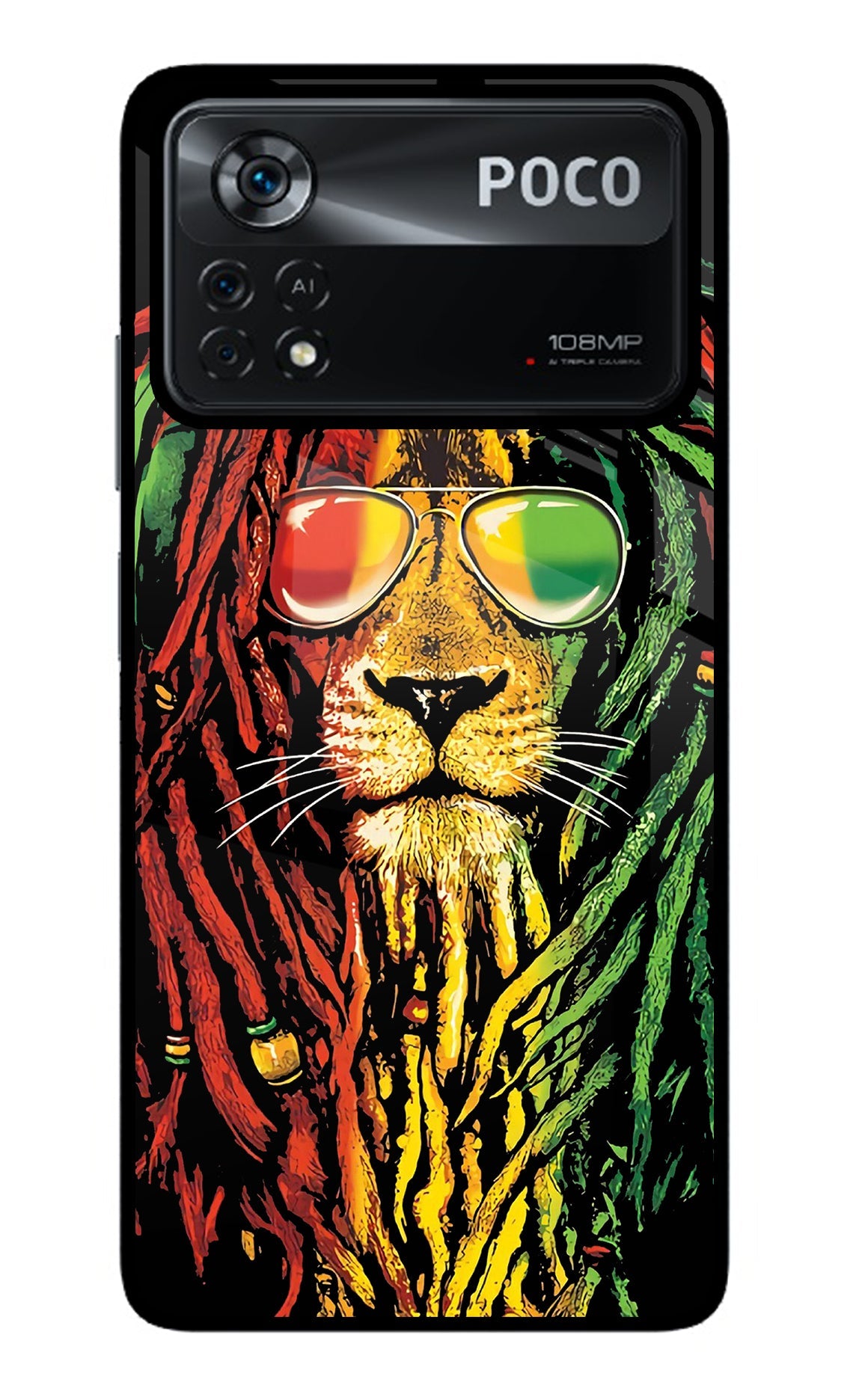 Rasta Lion Poco X4 Pro Glass Case