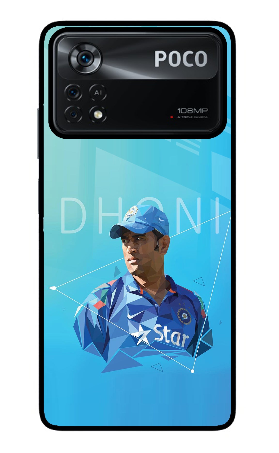 Dhoni Artwork Poco X4 Pro Glass Case