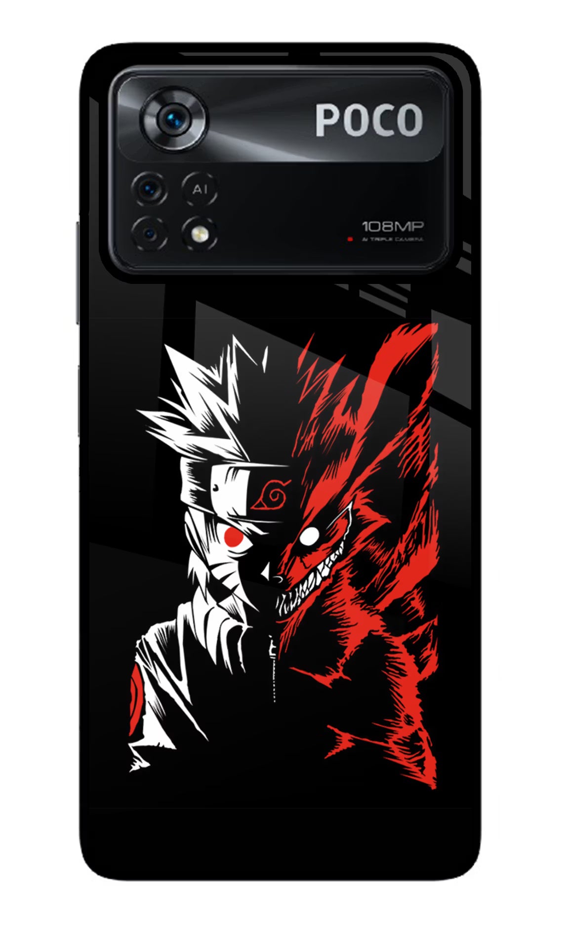 Naruto Two Face Poco X4 Pro Glass Case Back Cover by Casekaro