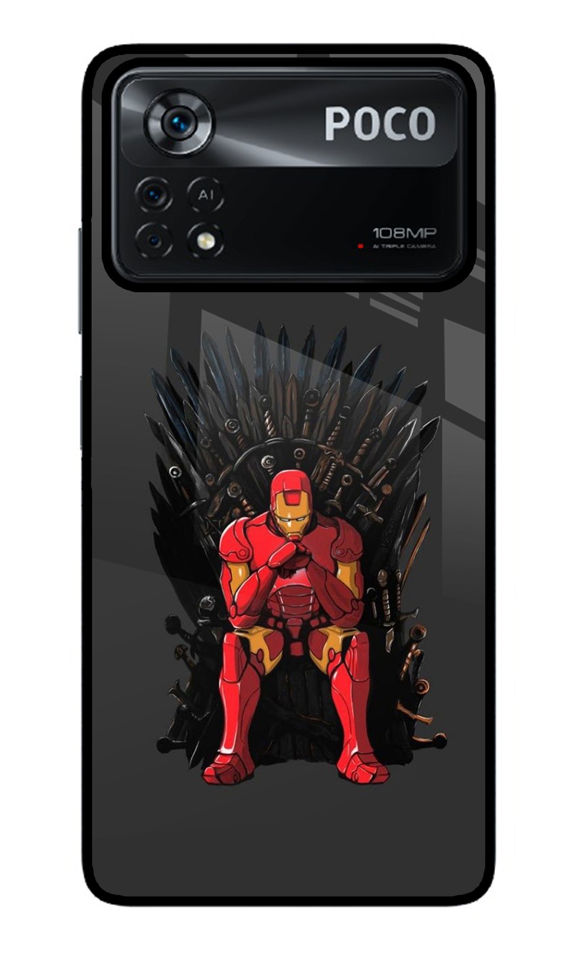 Ironman Throne Poco X4 Pro Glass Case