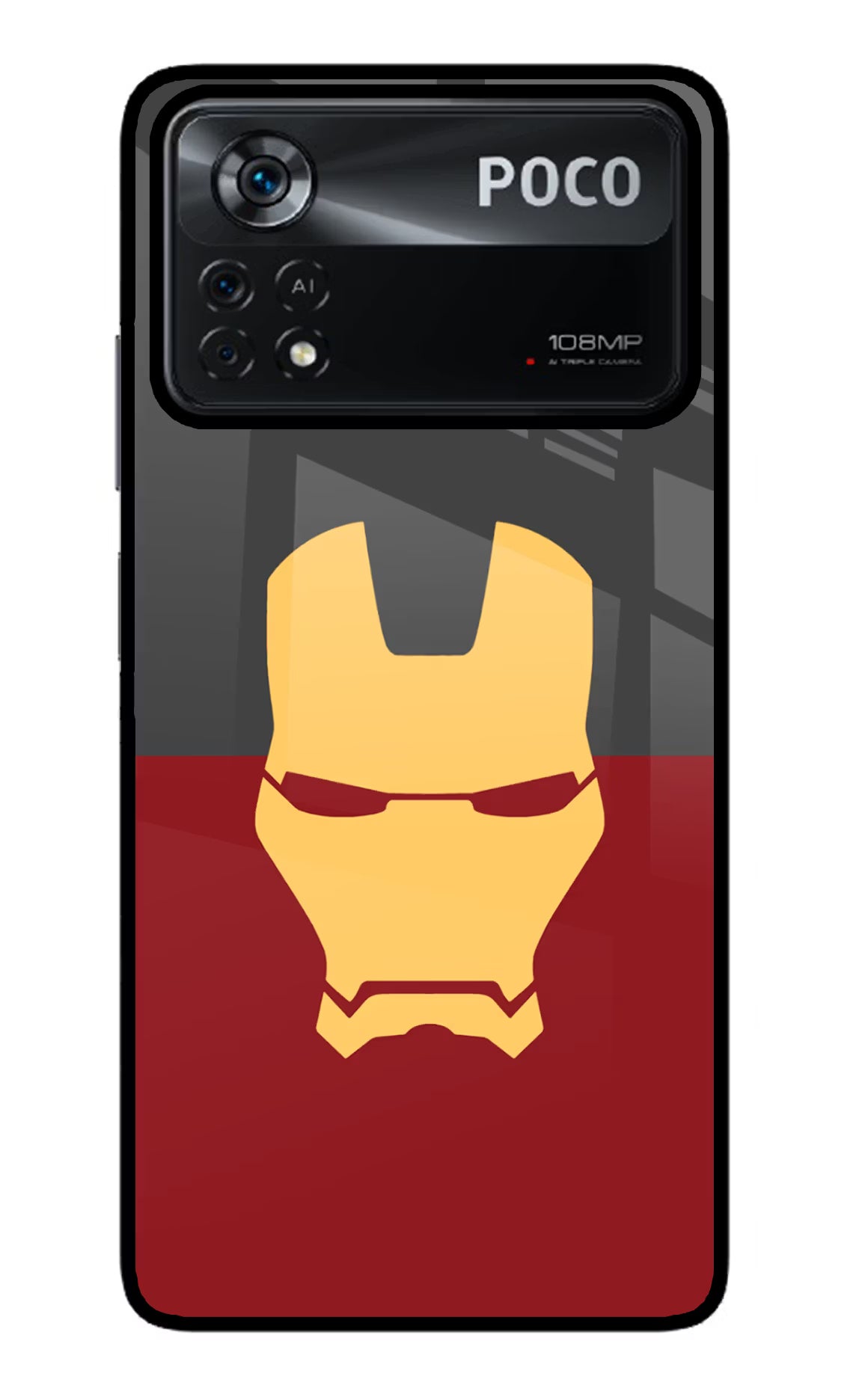 Ironman Poco X4 Pro Glass Case Back Cover by Casekaro