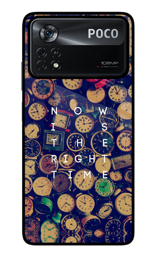 Now is the Right Time Quote Poco X4 Pro Glass Case