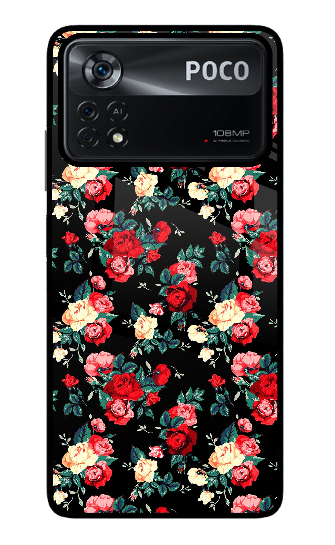 Rose Pattern Poco X4 Pro Back Cover