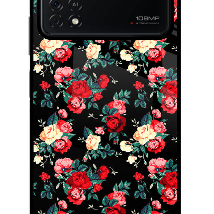 Rose Pattern Poco X4 Pro Glass Case