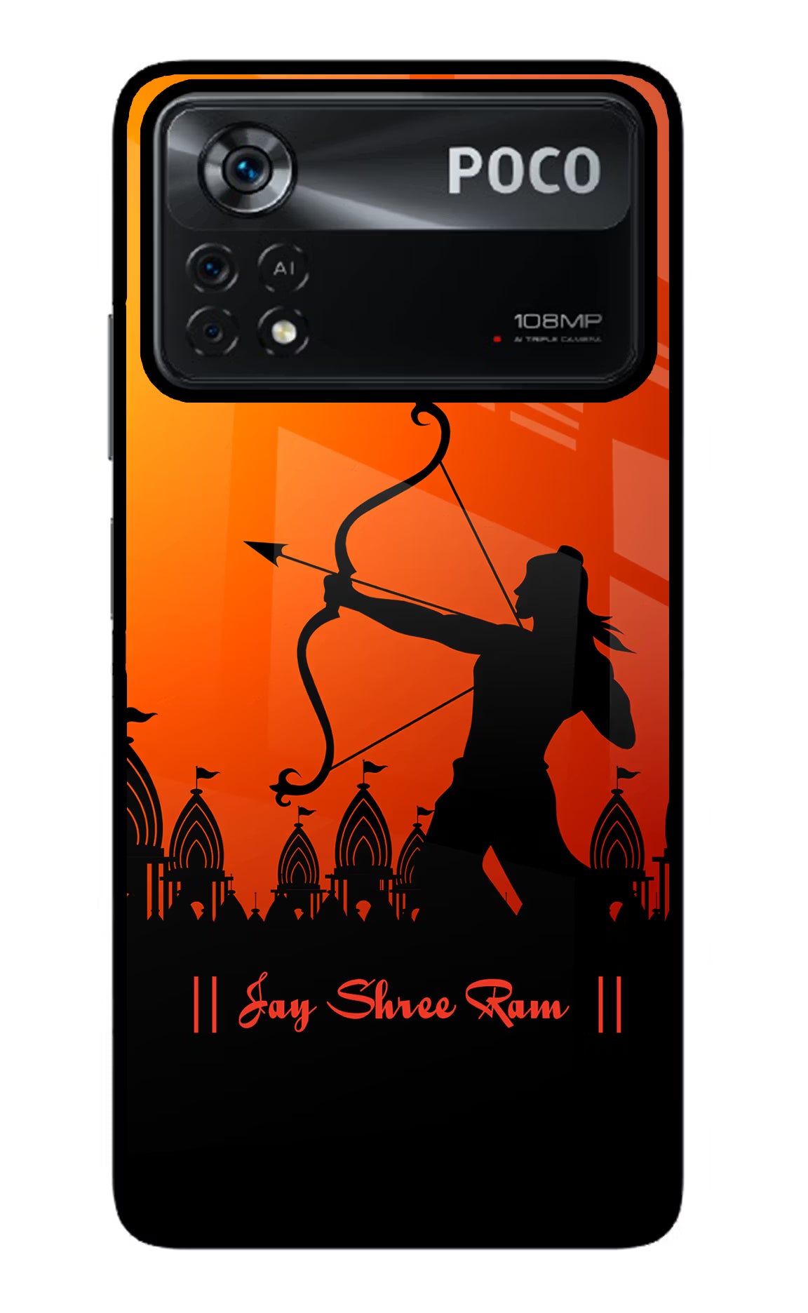Lord Ram - 4 Poco X4 Pro Glass Case Back Cover by Casekaro