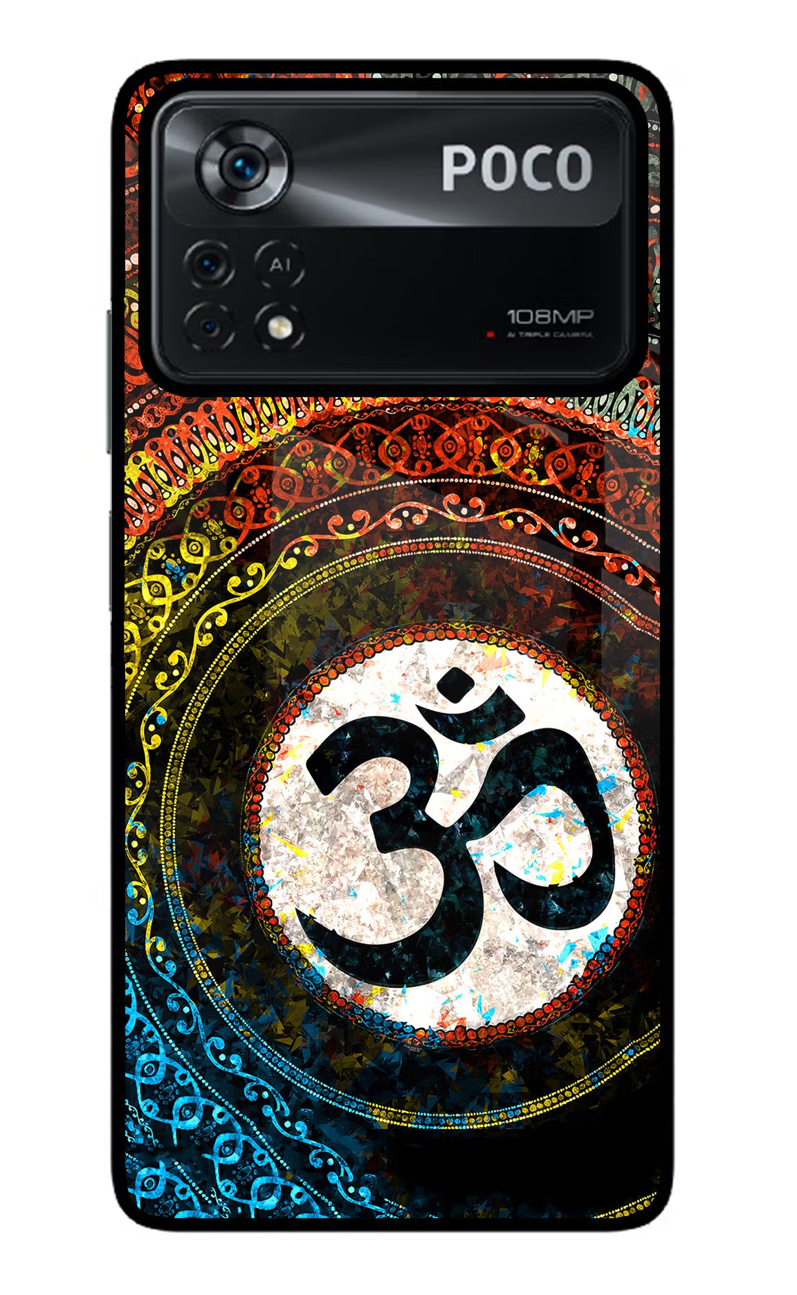 Om Cultural Poco X4 Pro Glass Case Back Cover by Casekaro