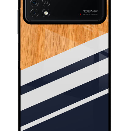 Blue and white wooden Poco X4 Pro Glass Case