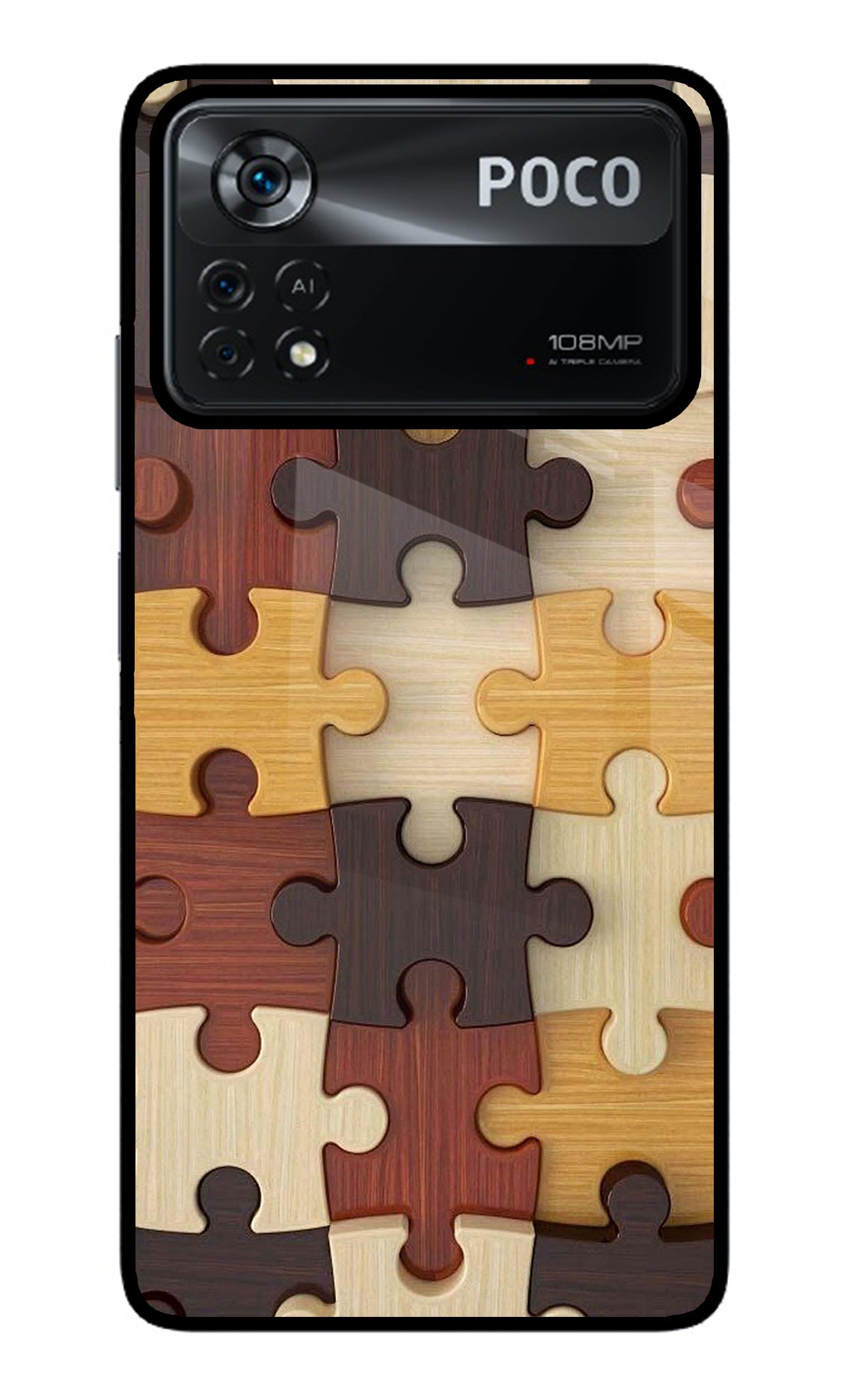 Wooden Puzzle Poco X4 Pro Back Cover