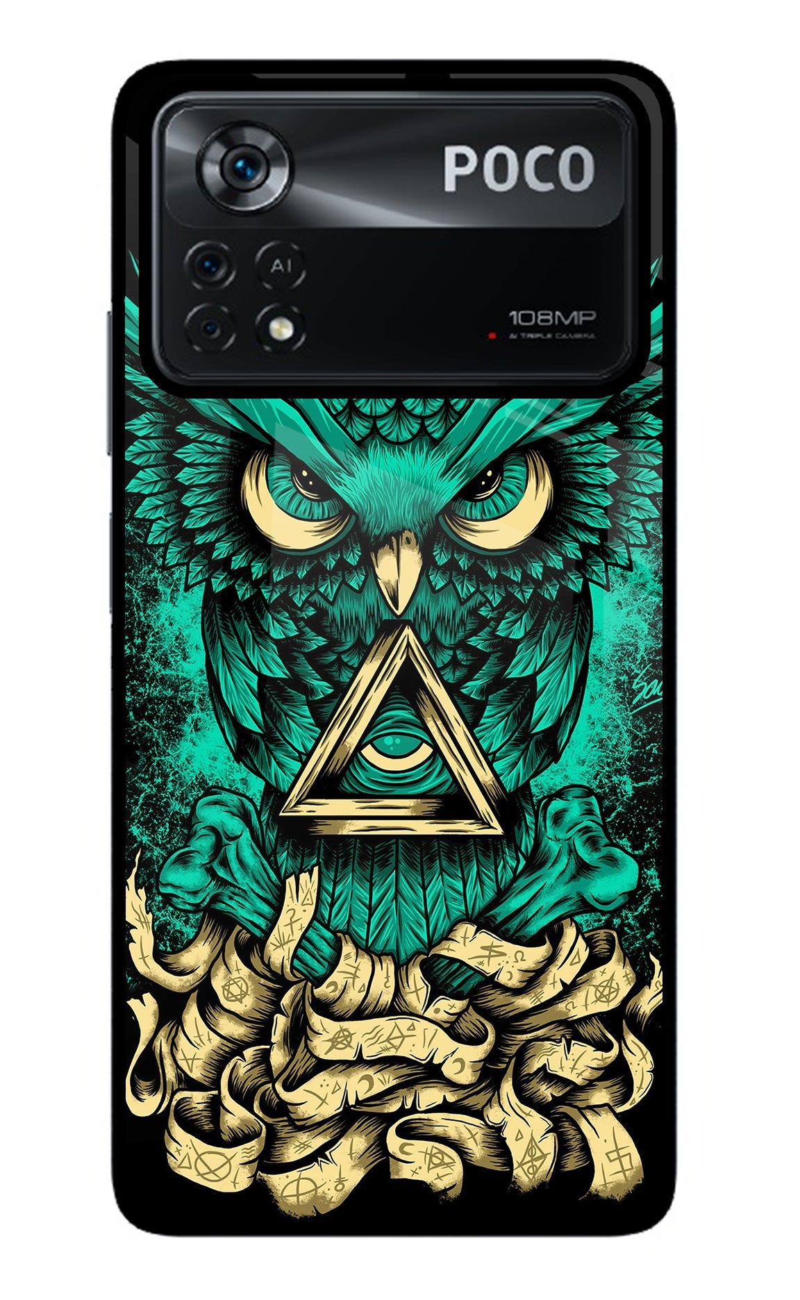 Green Owl Poco X4 Pro Glass Case