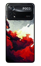 Fire Cloud Poco X4 Pro Glass Case Back Cover by Casekaro