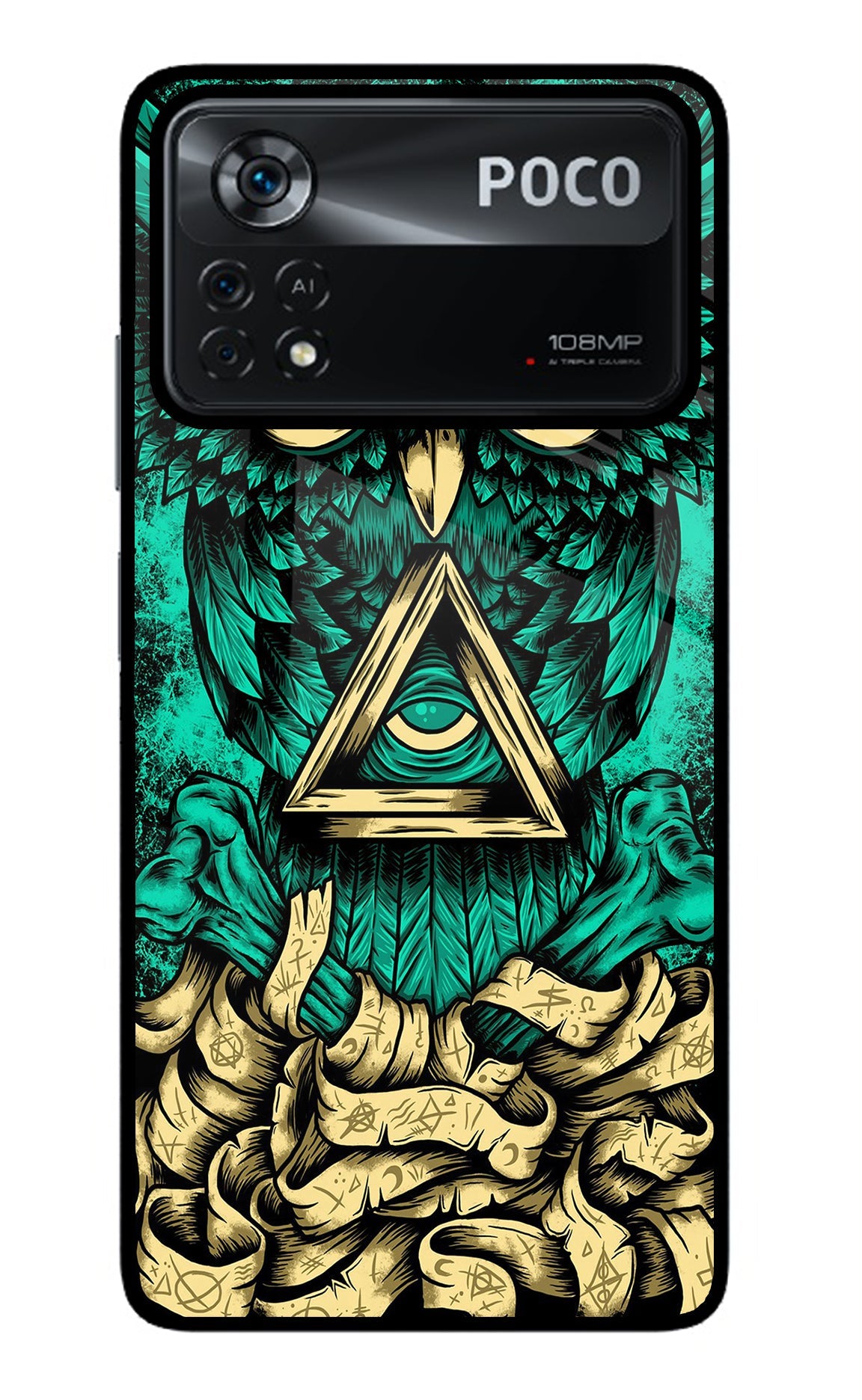 Green Owl Poco X4 Pro Glass Case