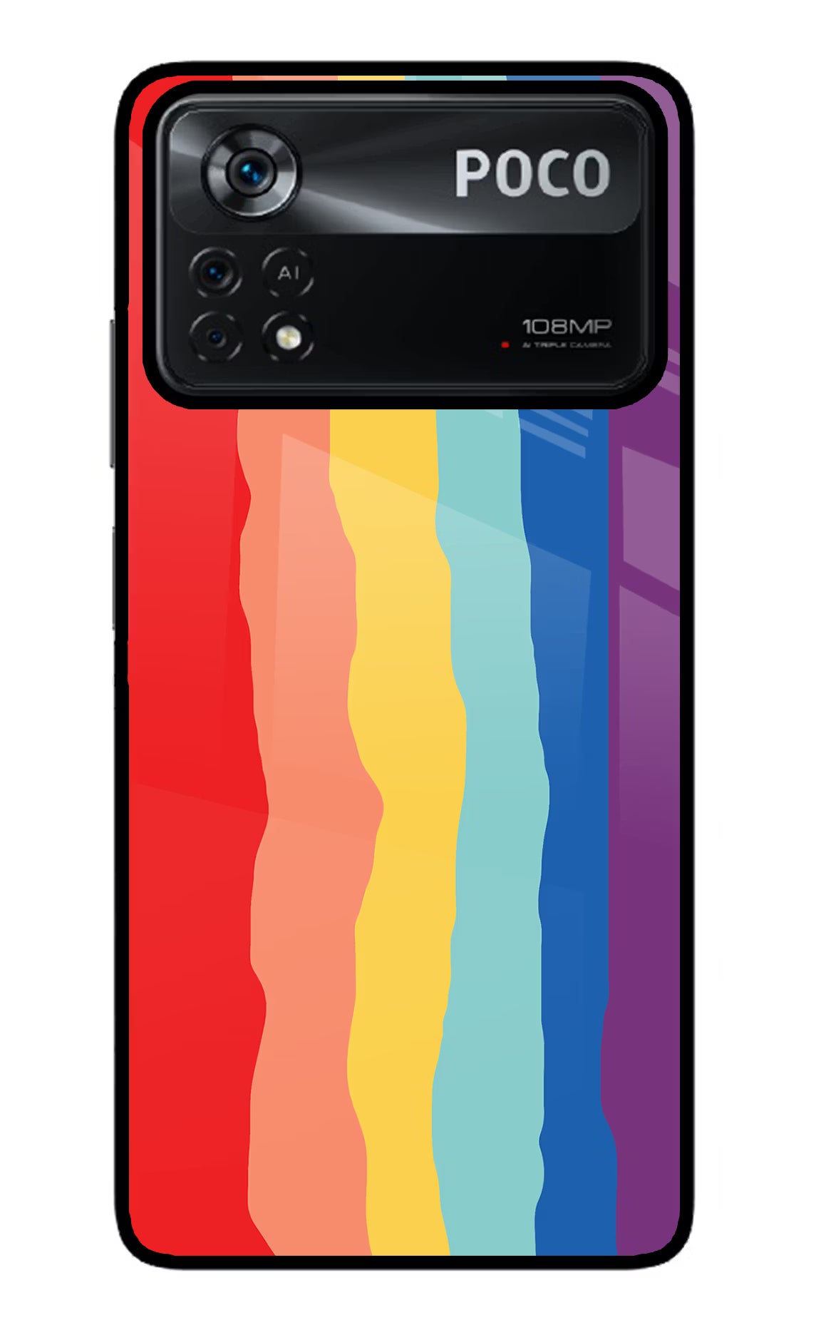 Rainbow Poco X4 Pro Glass Case Back Cover by Casekaro