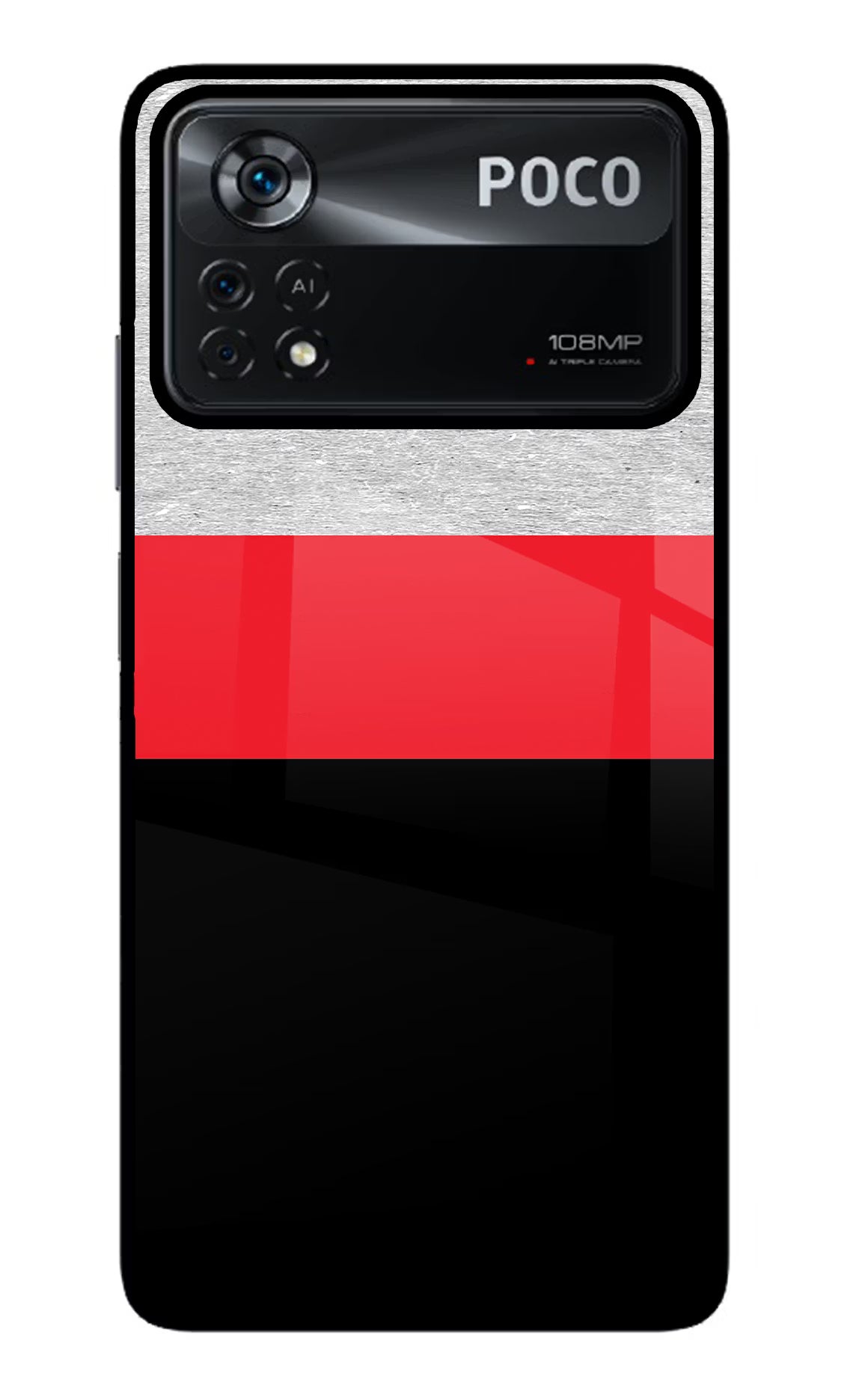 Tri Color Pattern Poco X4 Pro Glass Case Back Cover by Casekaro