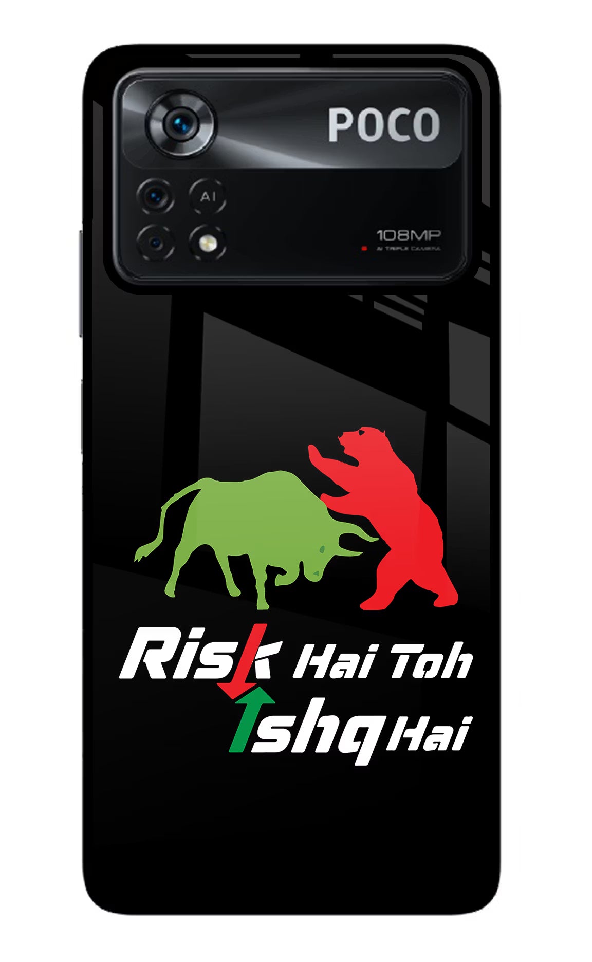 Risk Hai Toh Ishq Hai Poco X4 Pro Glass Case Back Cover by Casekaro