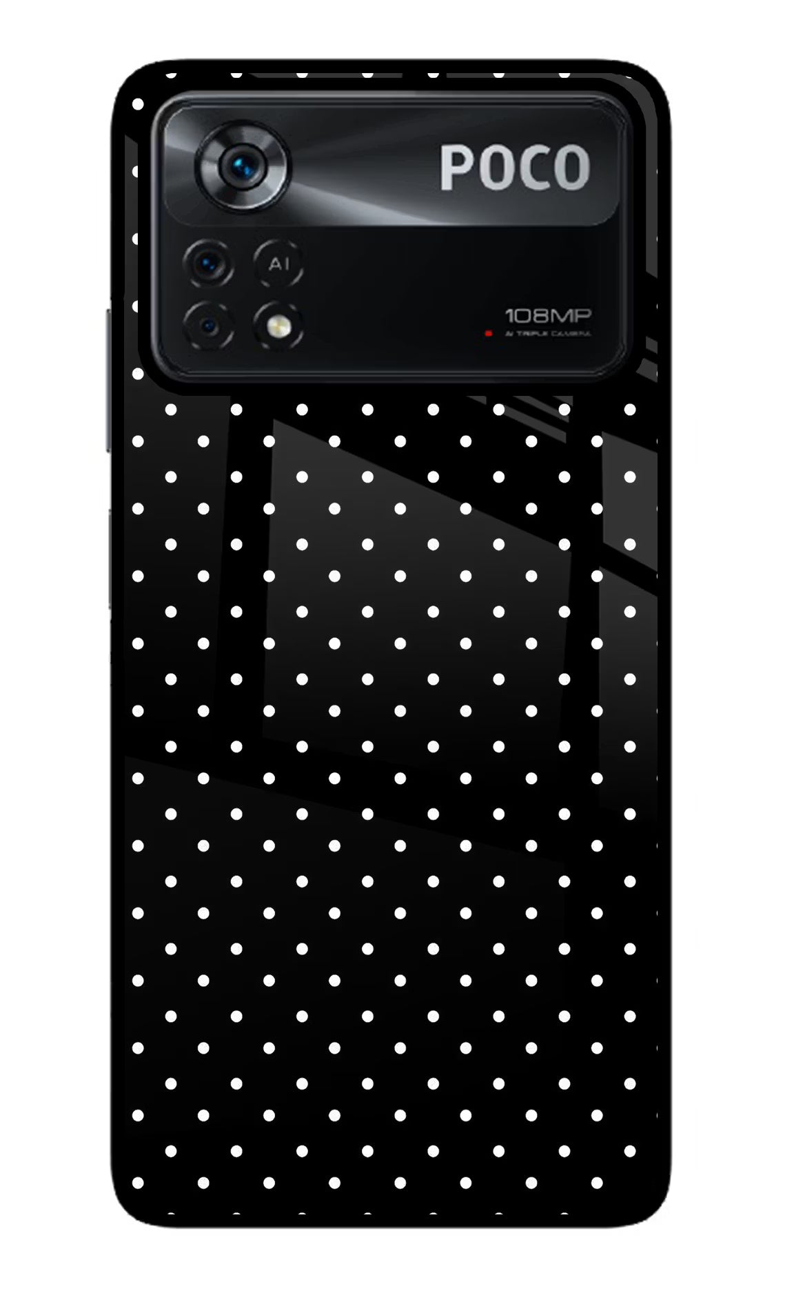 White Dots Poco X4 Pro Glass Case Back Cover by Casekaro