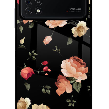 Flowers Poco X4 Pro Glass Case