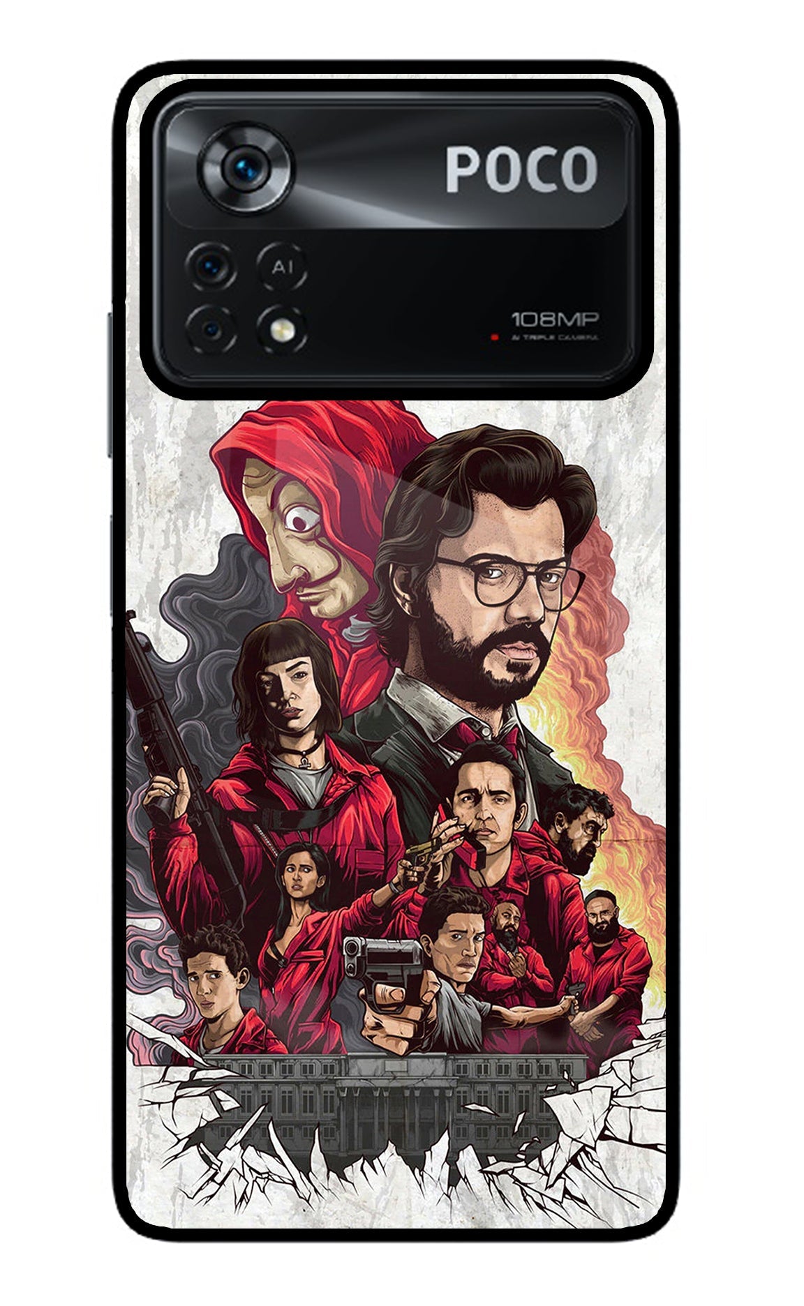 Money Heist Artwork Poco X4 Pro Glass Case