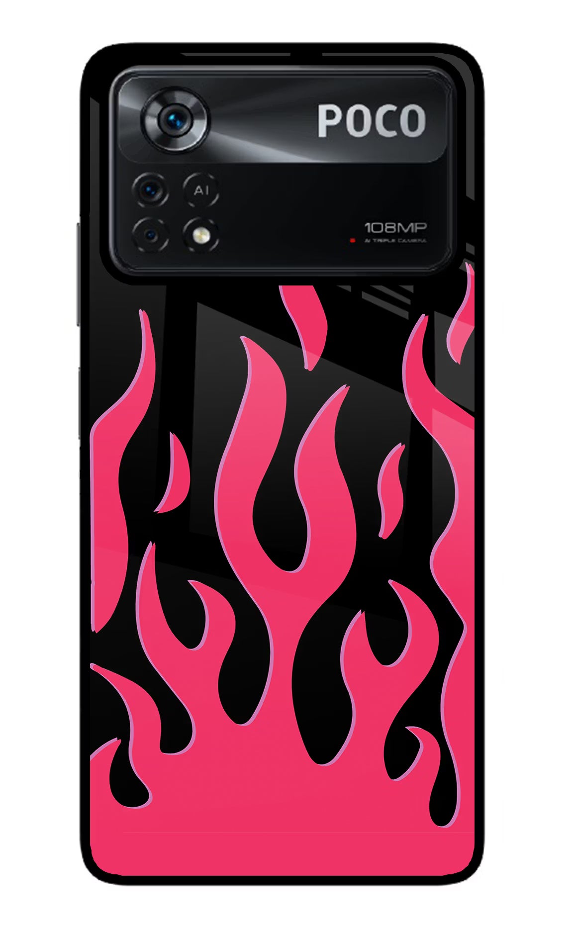 Fire Flames Poco X4 Pro Glass Case Back Cover by Casekaro