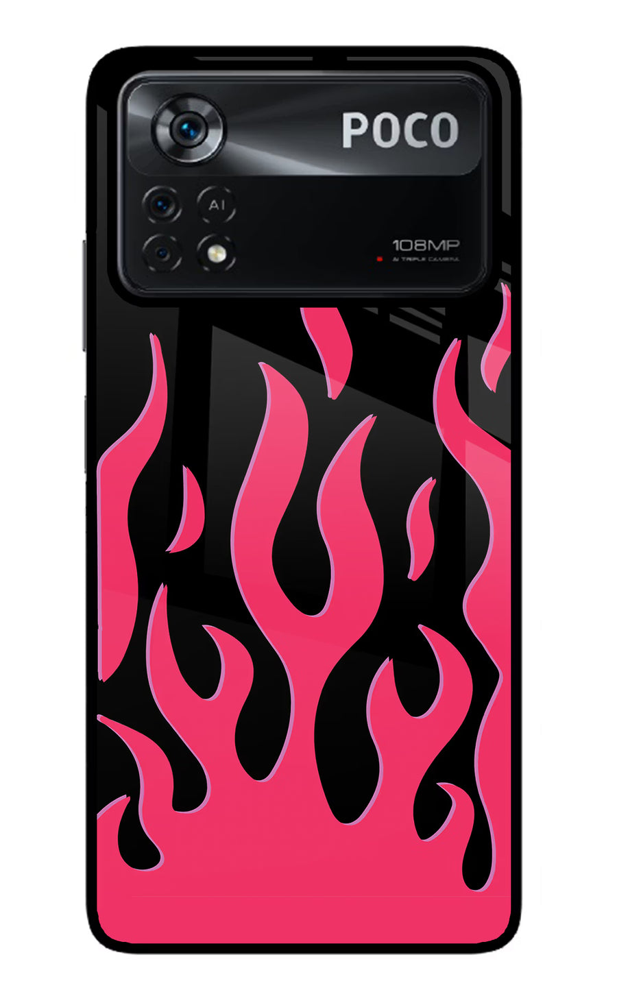 Fire Flames Poco X4 Pro Back Cover, Glass case