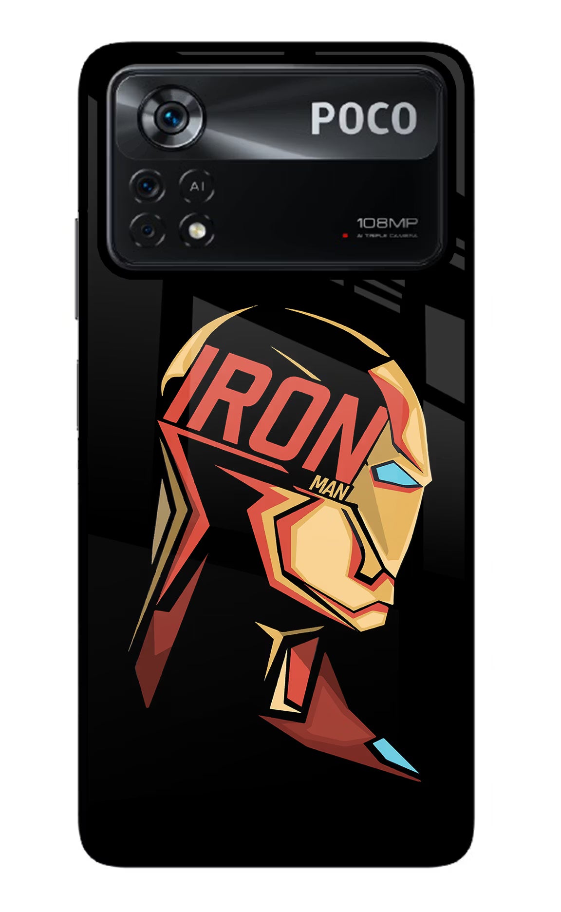 IronMan Poco X4 Pro Glass Case Back Cover by Casekaro