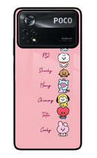 BTS names Poco X4 Pro Glass Case Back Cover by Casekaro