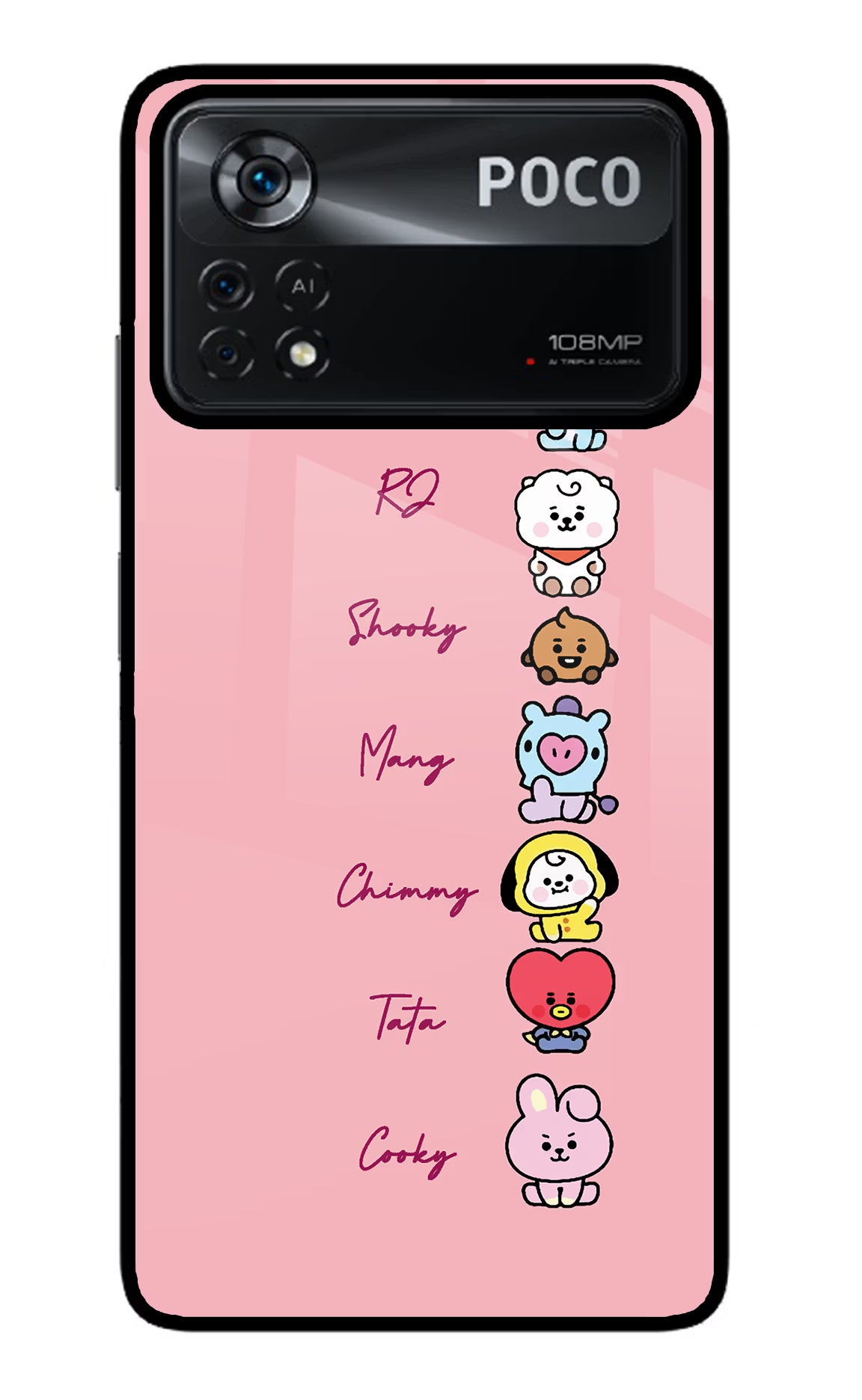 BTS names Poco X4 Pro Glass Case Back Cover by Casekaro