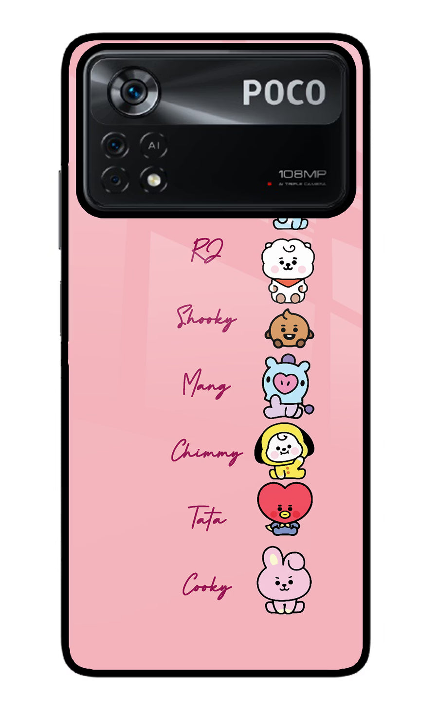 BTS names Poco X4 Pro Back Cover, Glass case