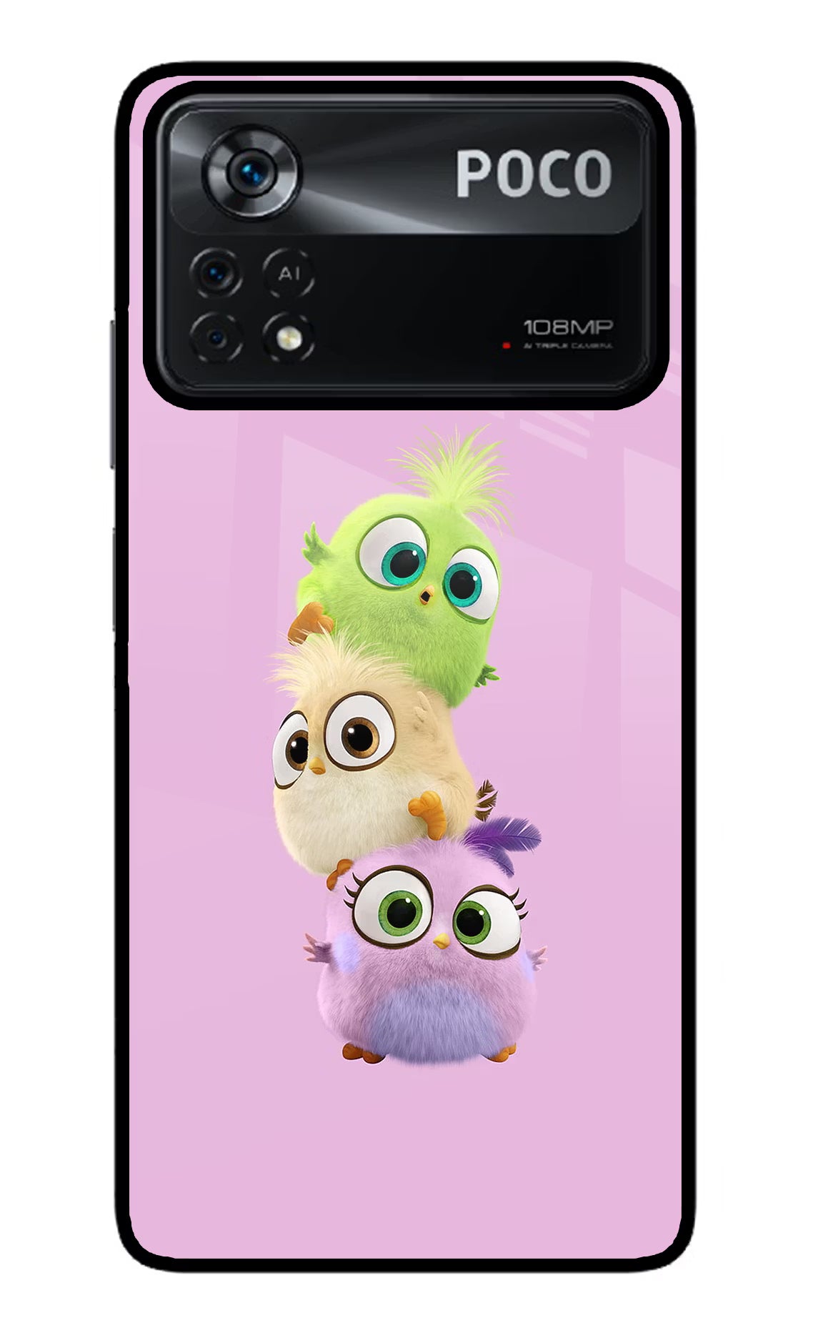 Cute Little Birds Poco X4 Pro Glass Case Back Cover by Casekaro