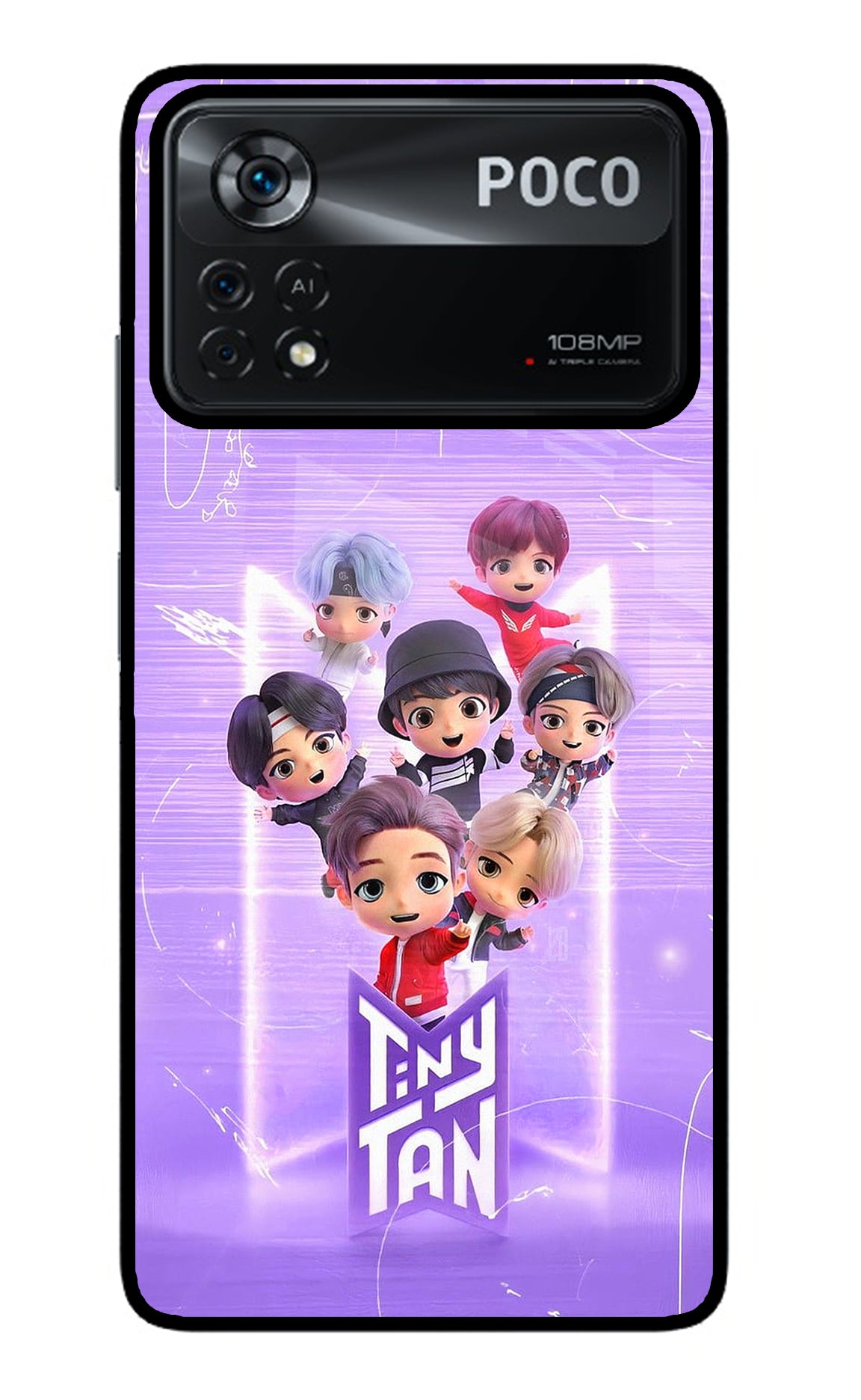 BTS Tiny Tan Poco X4 Pro Glass Case
