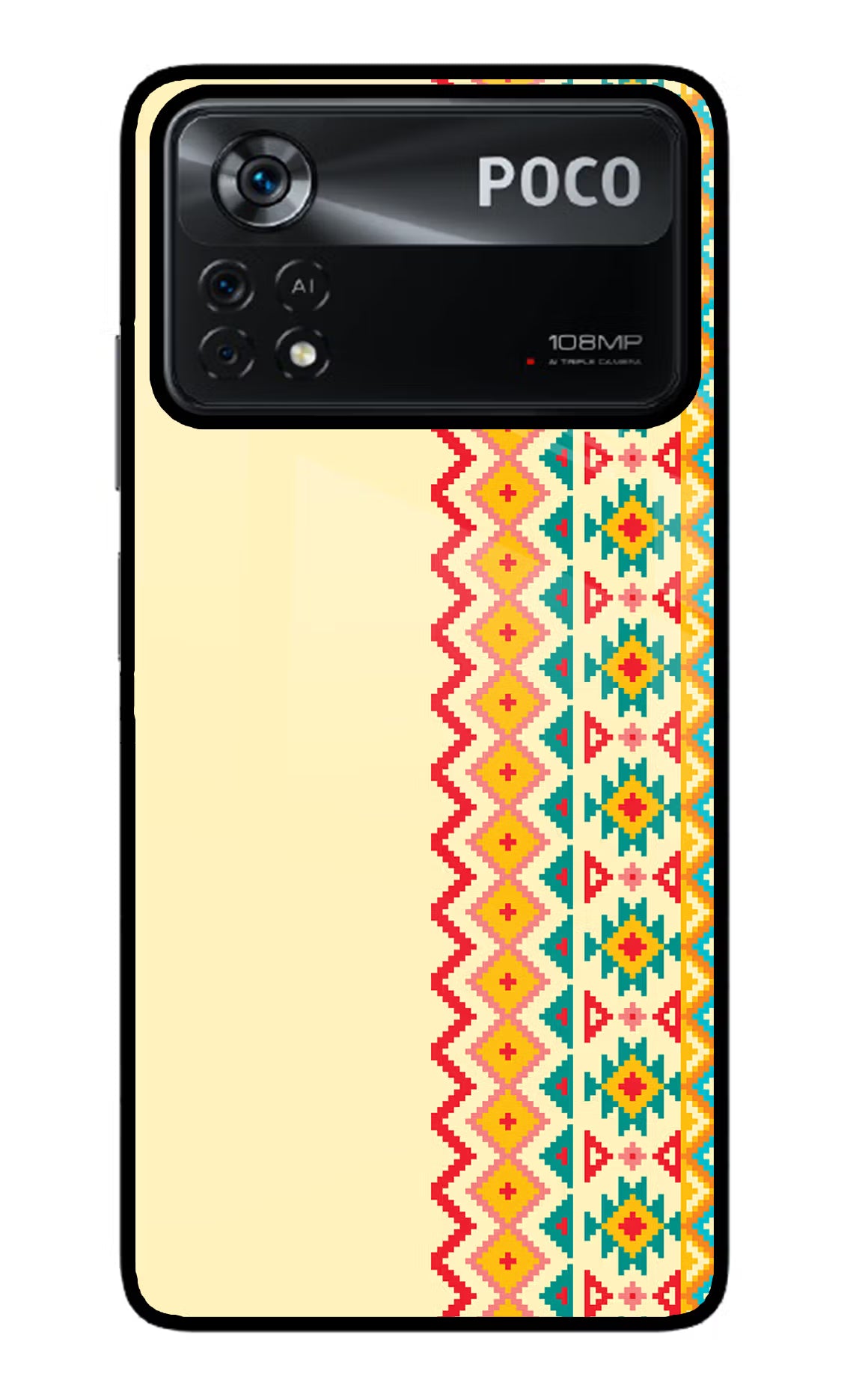Ethnic Seamless Poco X4 Pro Glass Case Back Cover by Casekaro