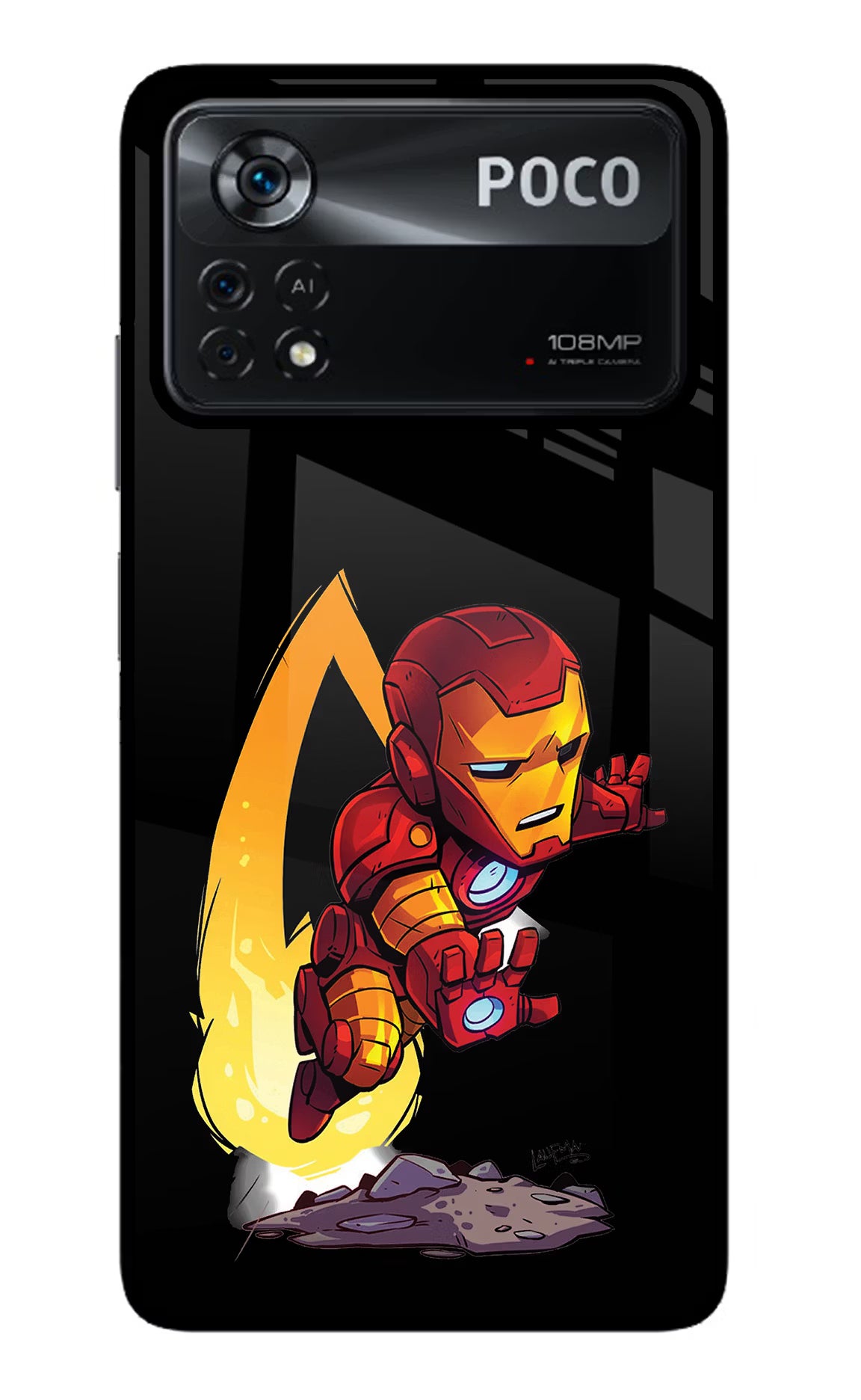 IronMan Poco X4 Pro Glass Case Back Cover by Casekaro