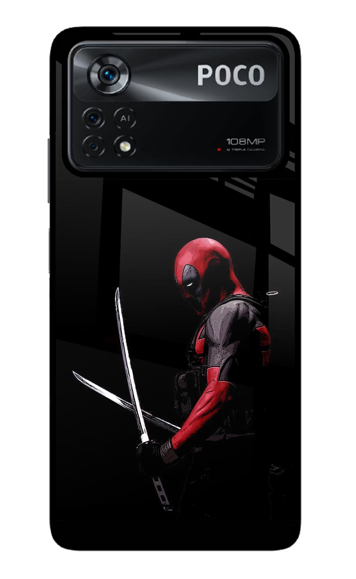 Deadpool Poco X4 Pro Glass Case Back Cover by Casekaro