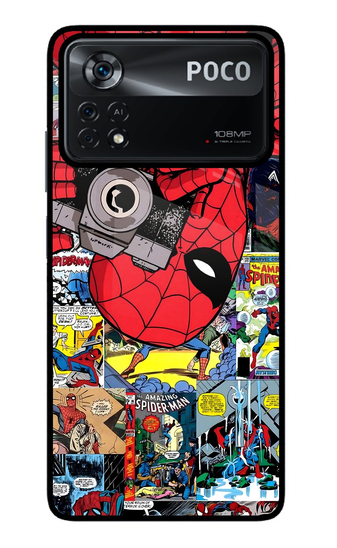 Spider Man Poco X4 Pro Glass Case