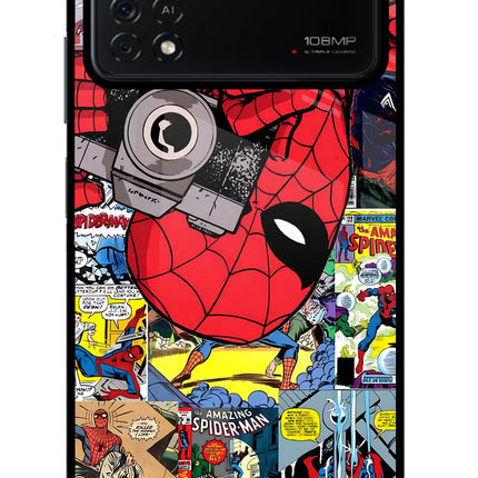 Spider Man Poco X4 Pro Glass Case Back Cover by Casekaro