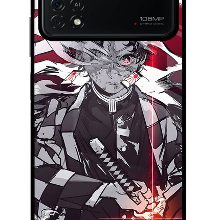 Demon Slayer Poco X4 Pro Glass Case Back Cover by Casekaro