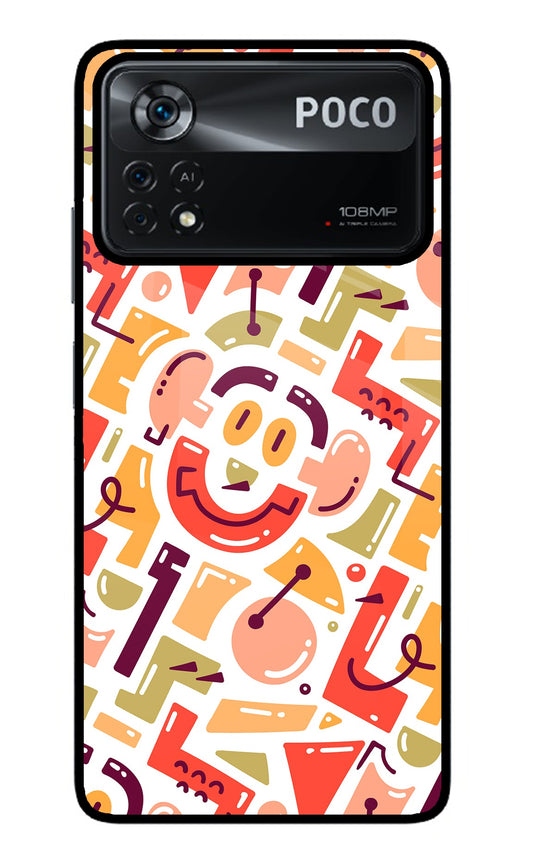 Doodle Pattern Poco X4 Pro Glass Case