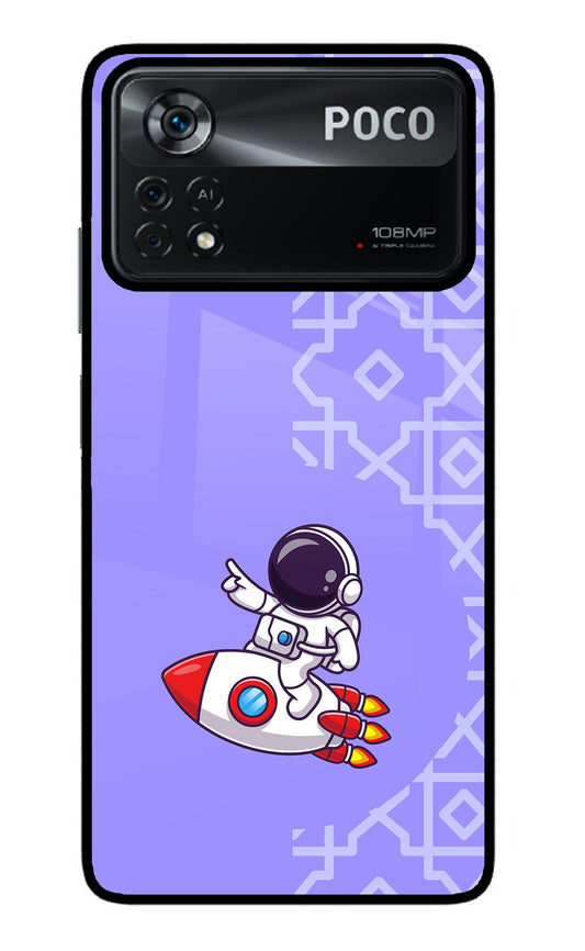 Cute Astronaut Poco X4 Pro Glass Case