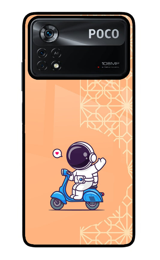 Cute Astronaut Riding Poco X4 Pro Glass Case