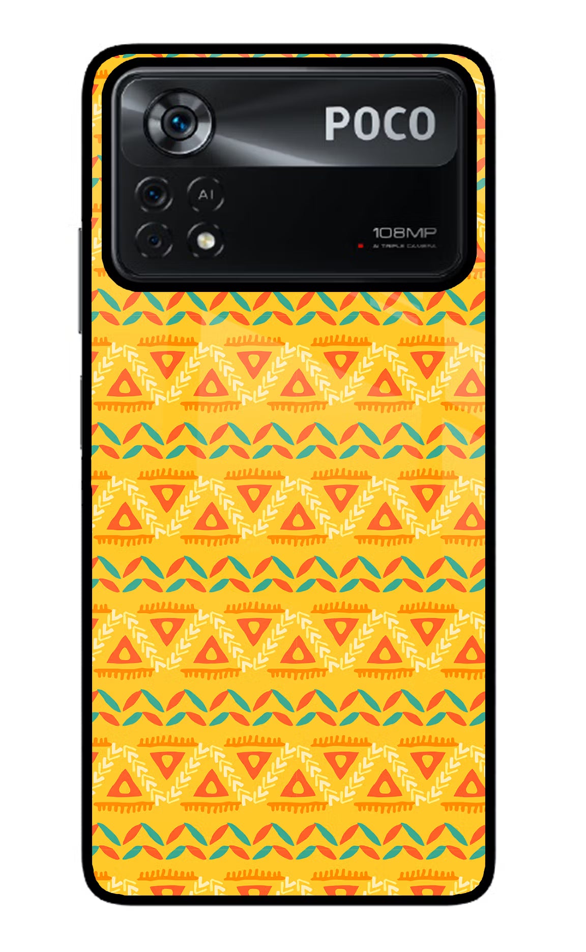 Tribal Pattern Poco X4 Pro Glass Case Back Cover by Casekaro